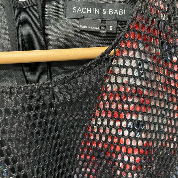 SACHIN AND BABI ROSA BLACK OVERLAY FLORAL SLEEVELESS FIT AND FLARE DRESS - Picture 4 of 15